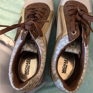 Michael Kors Brown and Gold Sneakers